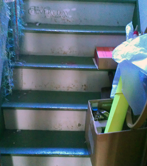 boxes on staircase